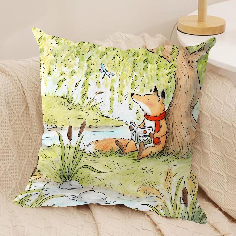 Fox Cute Woodland Cushion Cover Soft Plush Throw Pillow Cover DoubleSided Printed Cushion Case Cozy Sofa Home Decor