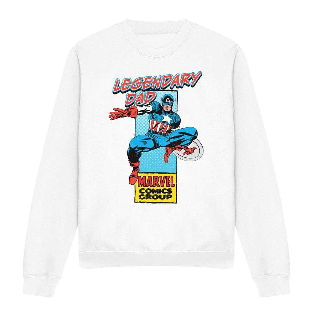 Marvel Comics Mens Legendary Dad Captain America Corner Box Fathers Day T-Shirt