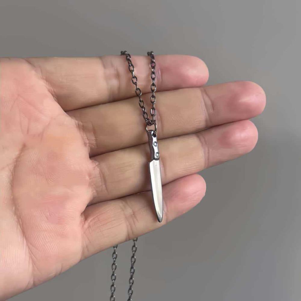 Collana Ciondolo Coltello Mini Nero Pistola Personalità Creativa per Uomo Donna Hip-hop Rock Punk Catena Collo Gioielli Accessori Regalo