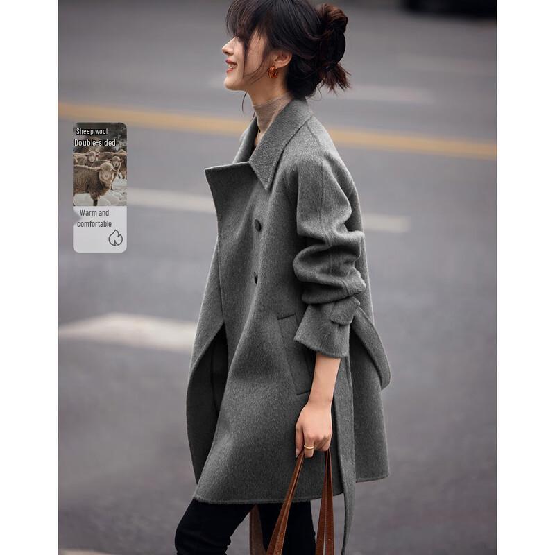 Women's Mid-Length Double-Faced Wool Blend Coat