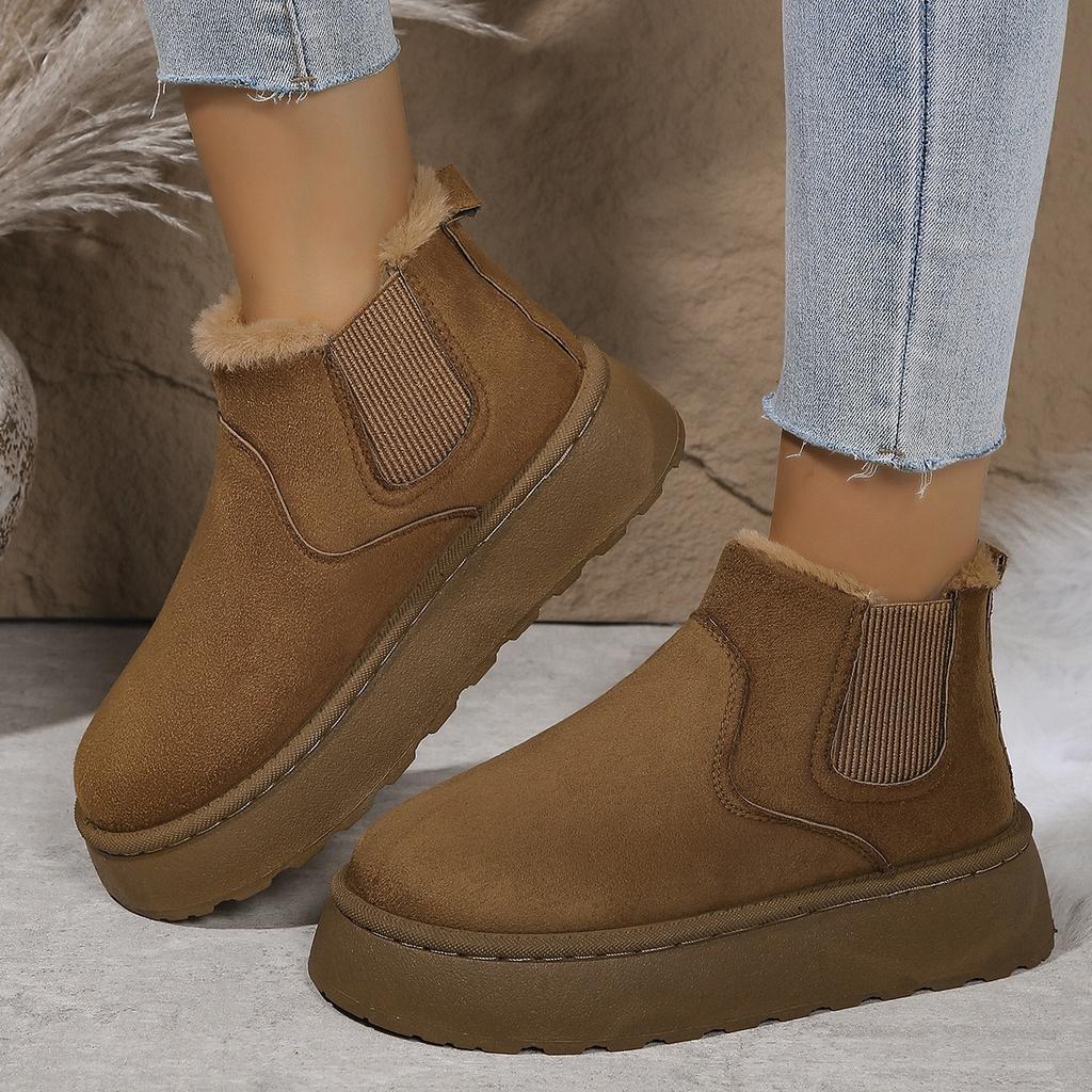 Ladies, Suede Shoes, Round Toe Shoes, Cotton Boots, Thick Soled Shoes, Snow Boots, Warm Shoes