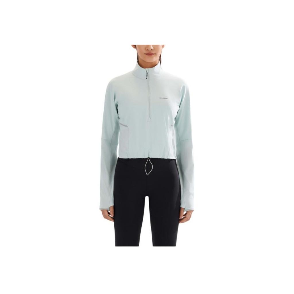 Salomon Sense Aero Hybd Cp Plvr W Running Stand Collar Solid Color Casual Long Sleeve Jacket Women jackets Misty-Blue C22902