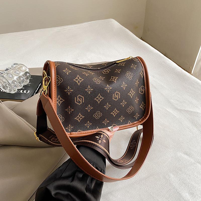 Ielgy Pea Bag European American Retro Printed Crossbody Shoulder Small Square Bag Trendy