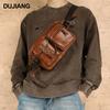 Men's Genuine Leather Retro Crossbody Chest Bag - Multifunctional Outdoor Casual Sports Waist Pack