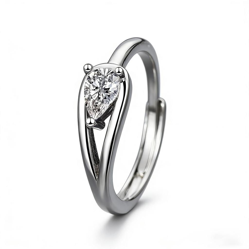 Women's Adjustable Water Drop Diamond Ring - Elegant and Versatile Design