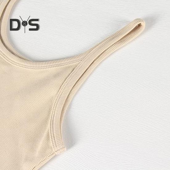 Women's Sleeveless Tank Top Spaghetti Strap Scoop Neck Ribbed Knit Camisole Slim Fit Basic Cami Shirt for Daily Wear Beach Office