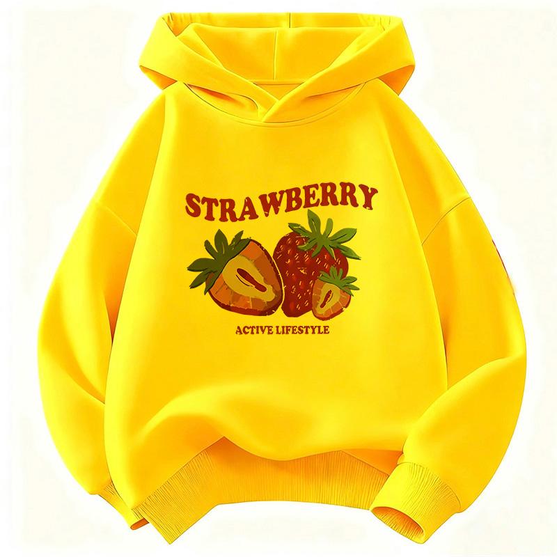 Sudadera con capucha divertida de fresa Y2k años 90 Niños Sudadera con capucha infantil para niños y niñas Otoño Primavera Sudaderas con capucha casuales