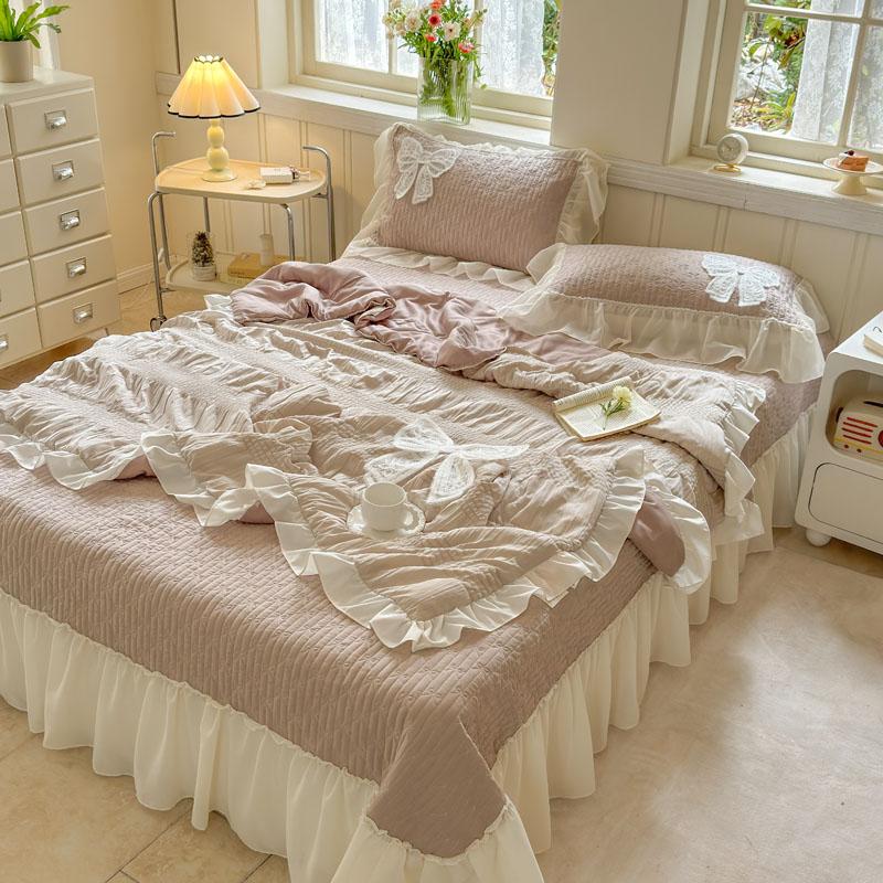 New Fashion Rufflededge Summer Blanket Soft Skin-Friendly Breathable Quilted Quilt Moisture-Wicking Duvet Sleep Naked Comforter