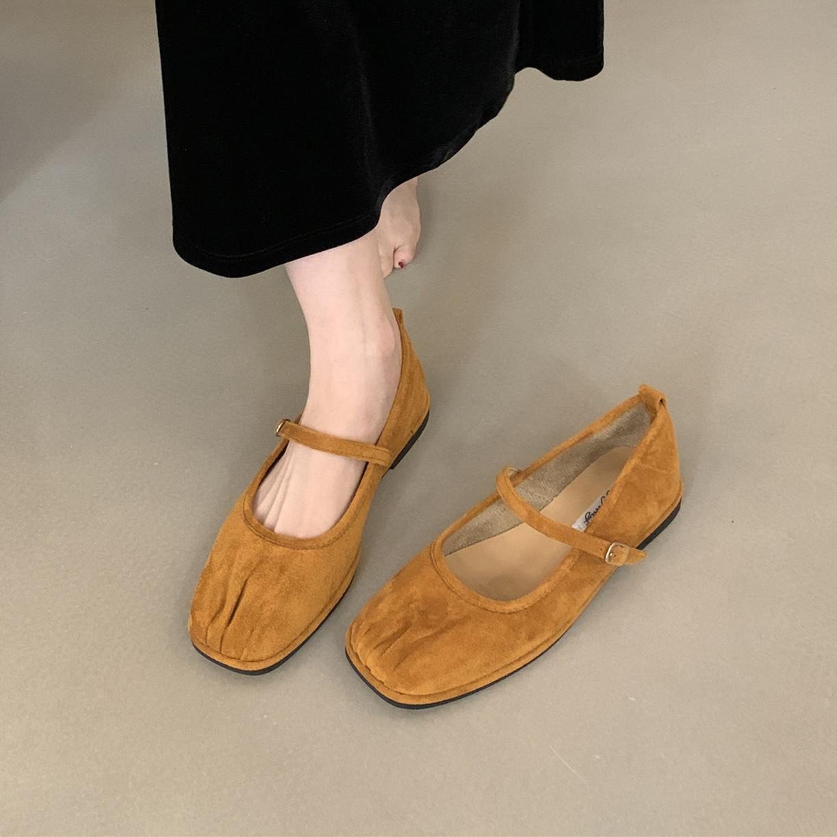 

Fashion Bailamos Autumn Women Flats Fashion Round Toe Slip On Ballet Shoes Soft Flat Heel Outdoor Dress Ballerin Elegant Mary Jane Shoes 35 жёлтый