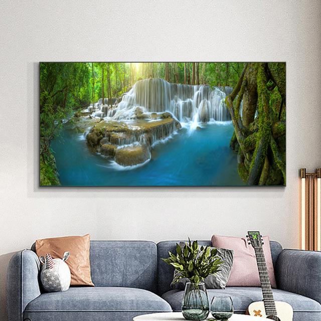 

Пейзаж, природный водопад, холст, картины, зеленое дерево, вода, река, пейзажи, постеры и принты для гостиной, настенный художественный декор 20x40cm Unframed