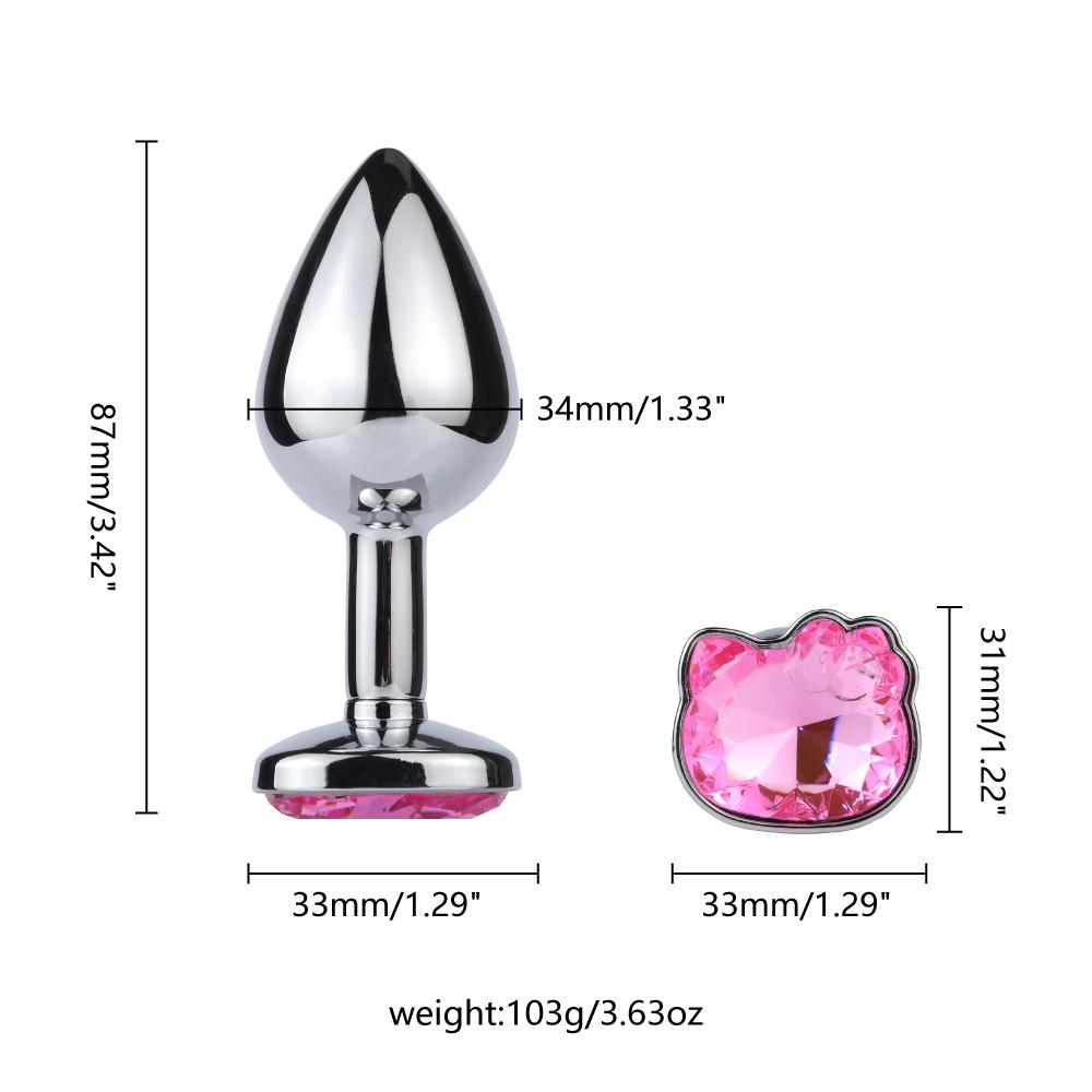 Stainless Cat Face Jewel Base Anal Plug Holle Kitty Cat Butt Plug Metal Prostate Massager Anus Stimulator Dildos Adult Sex Toys