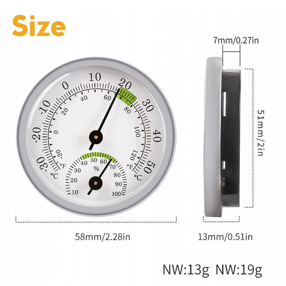 Mini Thermo-Hygrometer Analog Indoor Hygrometer Temperature and Humidity Meter Battery Free Diameter