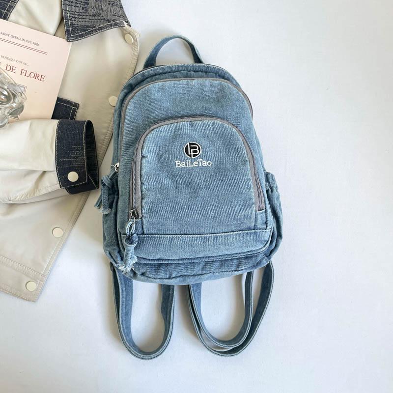 Lightweight Denim Backpack Women's Outdoor Travel Multifunctional Chest Bag Shoulder Crossbody Bag