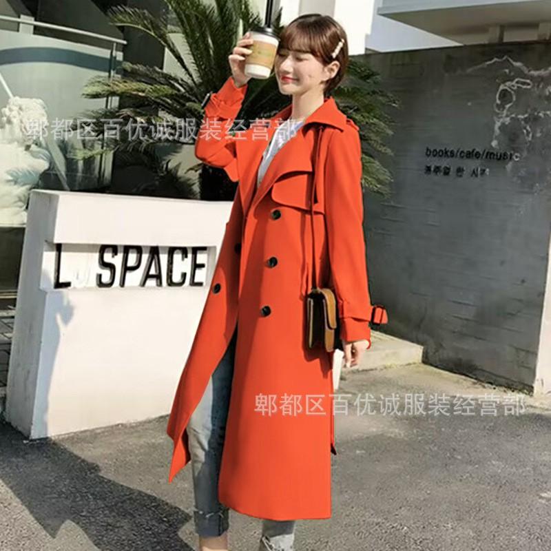 Womens Long Trench Coat Oversized Fit Classic Double-Breasted Button Front Office Chic British Style