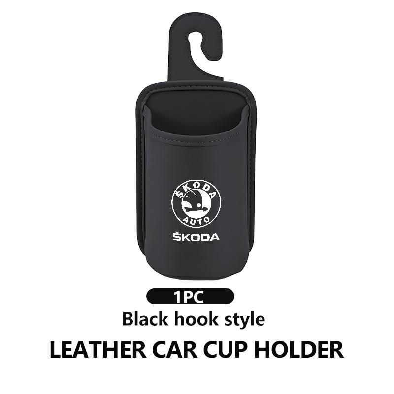 ADT1 For Skoda Car Door Cup Holder Leather Automotive Drink Rack Storage Bin Octavia A5 A7 RS Fabia Superb Rapid Karoq