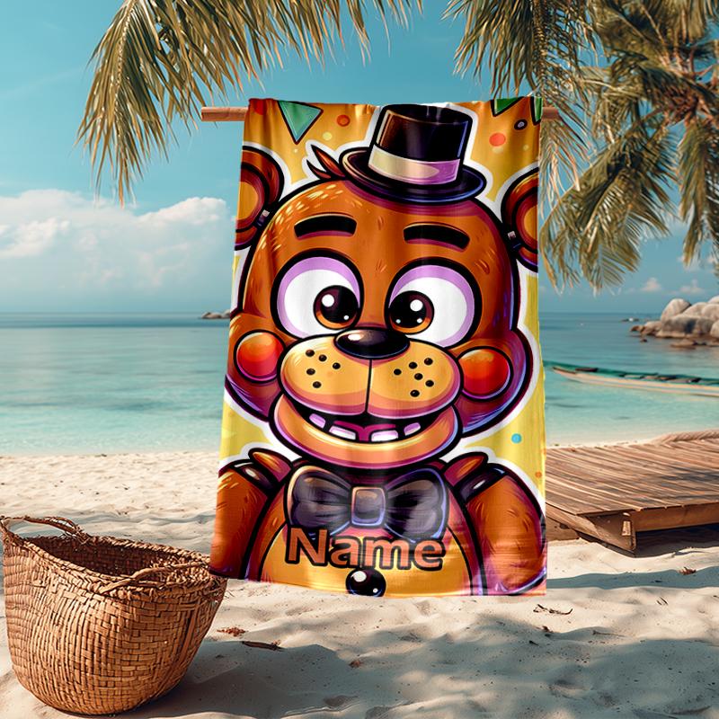 Custom Name Ultra-Soft Beach Towel with Five Nights At Freddy's Theme,Ideal for Pool - Camping, Diving - Perfect Travel Essential, Vibrant Beach Towel