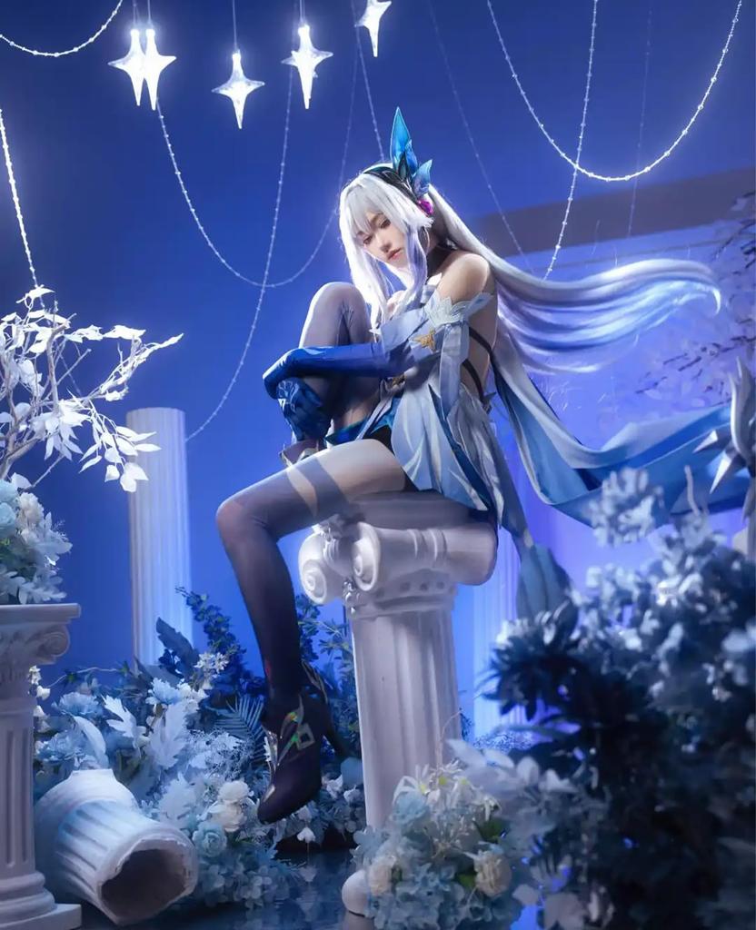 NOKIJP Skark Wig, Genshin Impact Cosplay, Heat-Resistant, Smooth, Easy To Style, Genshin Impact Snezhnaya Skark, Tartaglia's Master