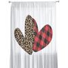 Valentine 'S Day Love Red Leopard Plaid Tulle Curtains For Living Room Decoration Modern Chiffon Sheer Voile Kitchen Curtain