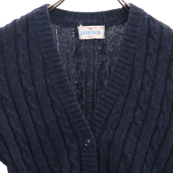 Jantzen 70er Vintage Strick-Cardigan mit langen Ärmeln M Marineblau System Damen Gebraucht