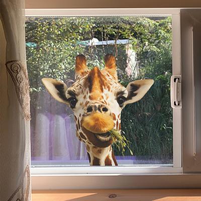 Decorazione Domestica Giraffa Adesivi in Vetro per Porta e Finestra con un Unico Stile Mangia-Erba