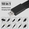 Câble de Charge USB Multi-Têtes 10 en 1 Cordon Chargeur Universel pour Téléphone avec Multiples Adaptateurs pour Samsung Nokia Xiaomi Huawei