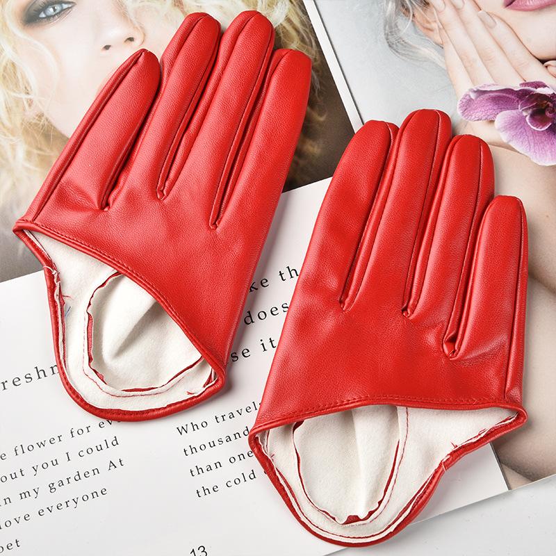 Half Palm Leather Gloves, Stylish Finger Gloves for Party, Wedding & Photography Cosplay & Driving
