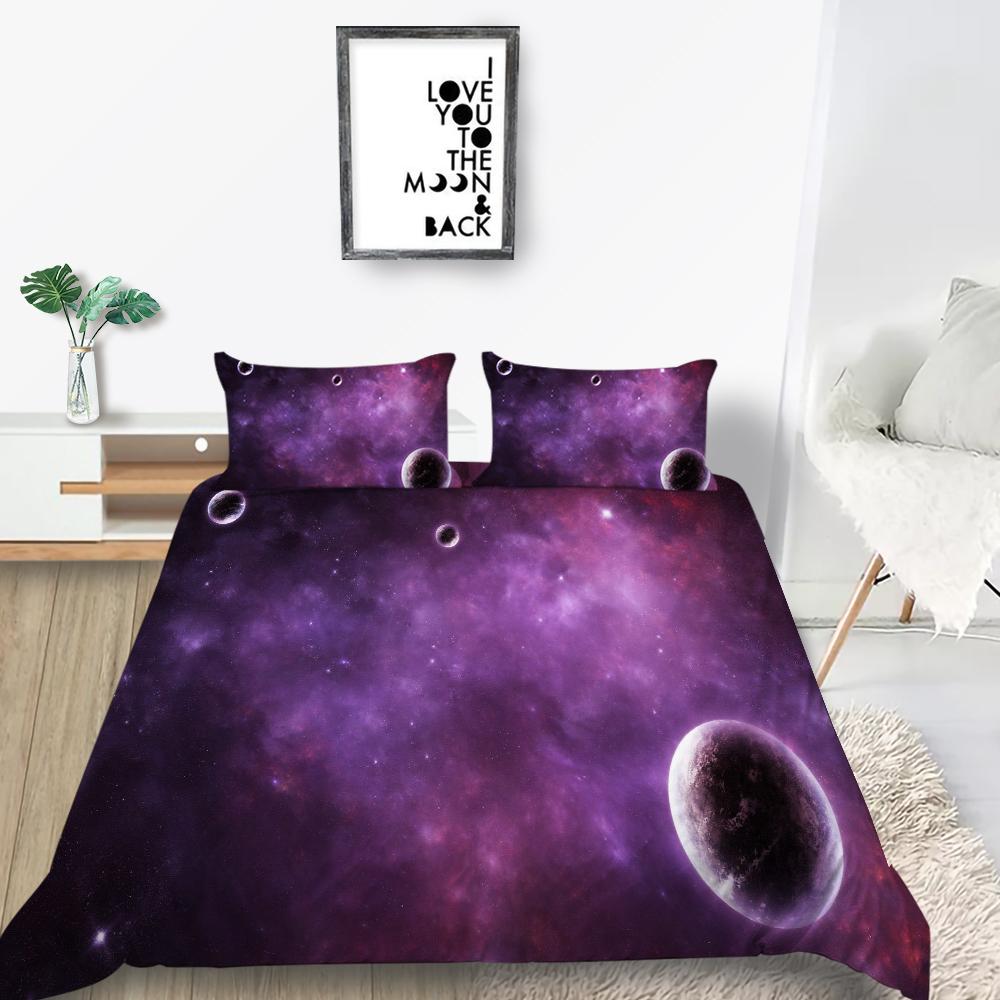 Star Printing Bedding Single Double Bed Full Size 3D Microfiber Universe Printing Pillowcase and Quilt Cover 2/3 Comfortable Home Decoration
