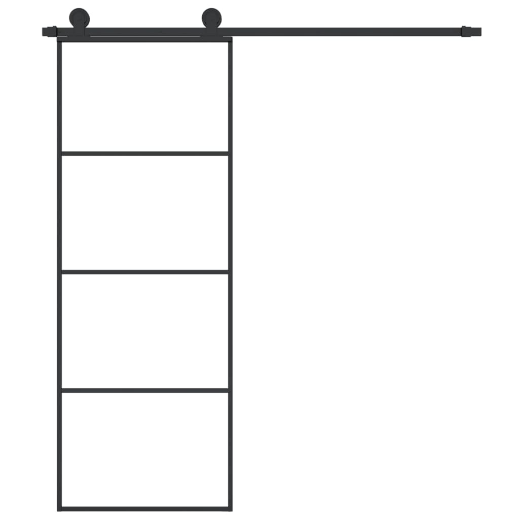 Sliding Door with Fitting 76 X 205 Cm Tempered Glass & Aluminum