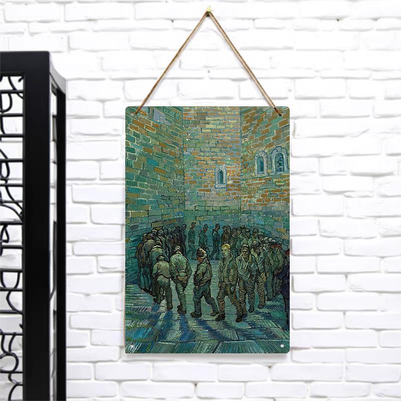 

Van Gogh Prison Yard Scene Metal Wall Art Retro Oil Painting Style Home Decor Living RoomCorridor Decor 7.9x11.8In(20x30cm)