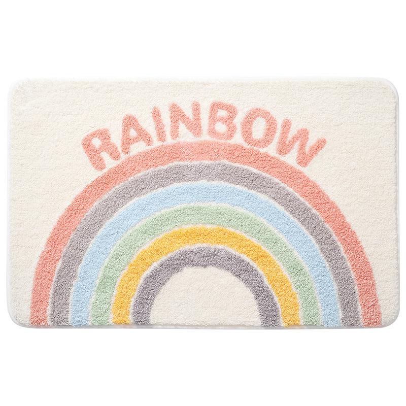Bathroom Bedroom Water Absorbent Non-slip Mat Rainbow Foot Mat Door Carpet Toilet Thickened Toilet Special Floor Mat Artifact