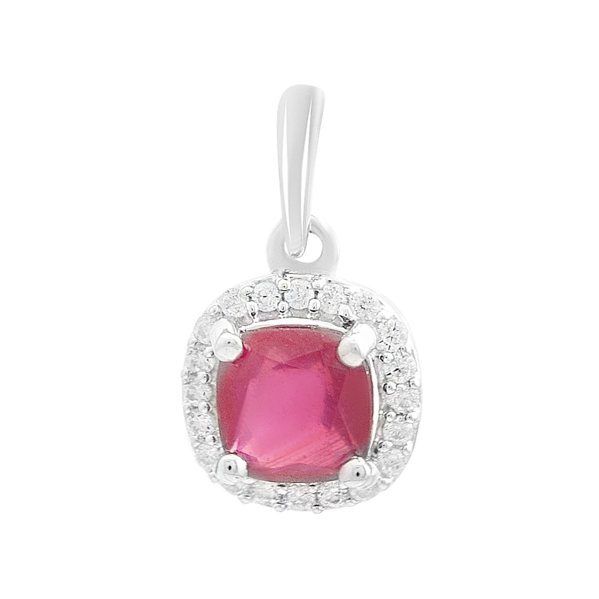 

Срібний кулон з рубіном 1.47ct, фіанітами (2204978) rubine червоний колір