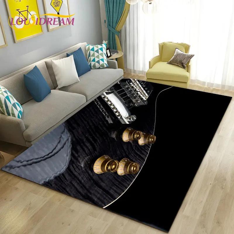 Classical Guitar Electric Guitar Area Rug Large,Carpet Rug for Living Room Bedroom Sofa Doormat Decoration, Non-slip Floor Mat