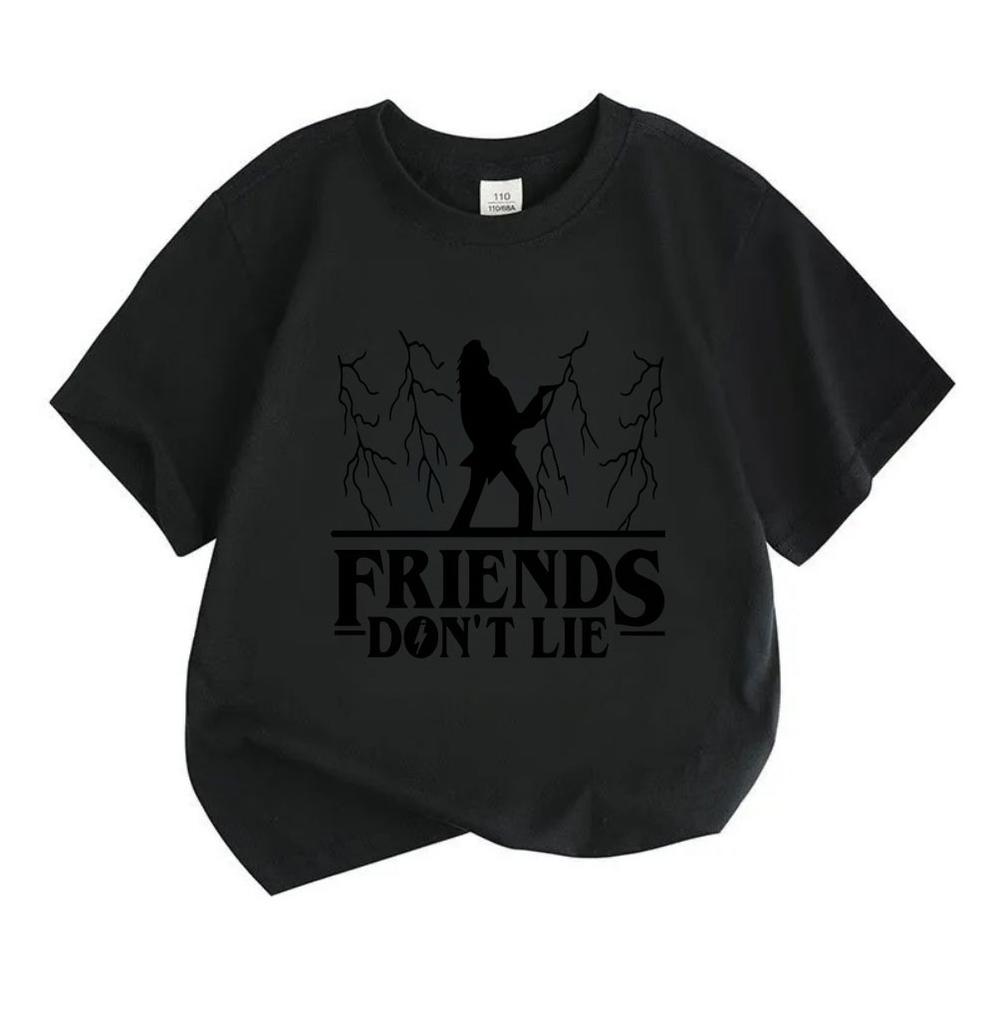 Kids Boys Girls 100% Cotton Crew Neck Short Sleeve T-Shirt, Funny Friends Don't Lie Print Cartoon Casual Summer Soft Lightweight Tees for Children Dai