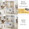 LOWYA Pretend Play Kitchen and Mealtime Set, Perfect for Pretending To Be a Shopkeeper, with Toy Box and Storage, Wooden Educational Toy, White/Gray