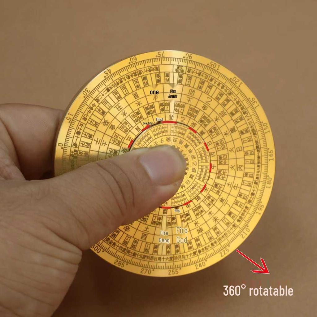 Multi-Ring Rotating Brass Feng Shui Bagua Tai Chi I Ching Compass Ornament