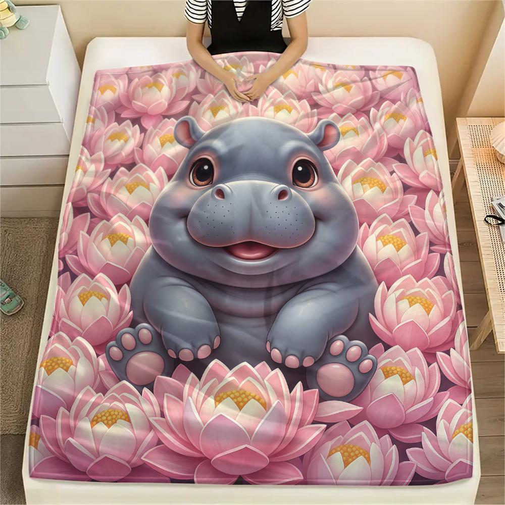 1Pc Cartoon Print Flannel Blanket, High Quality Comfortable for All Seasons, Home Decor, Warmth and Comfort, Perfect for Christmas Birthday Gift