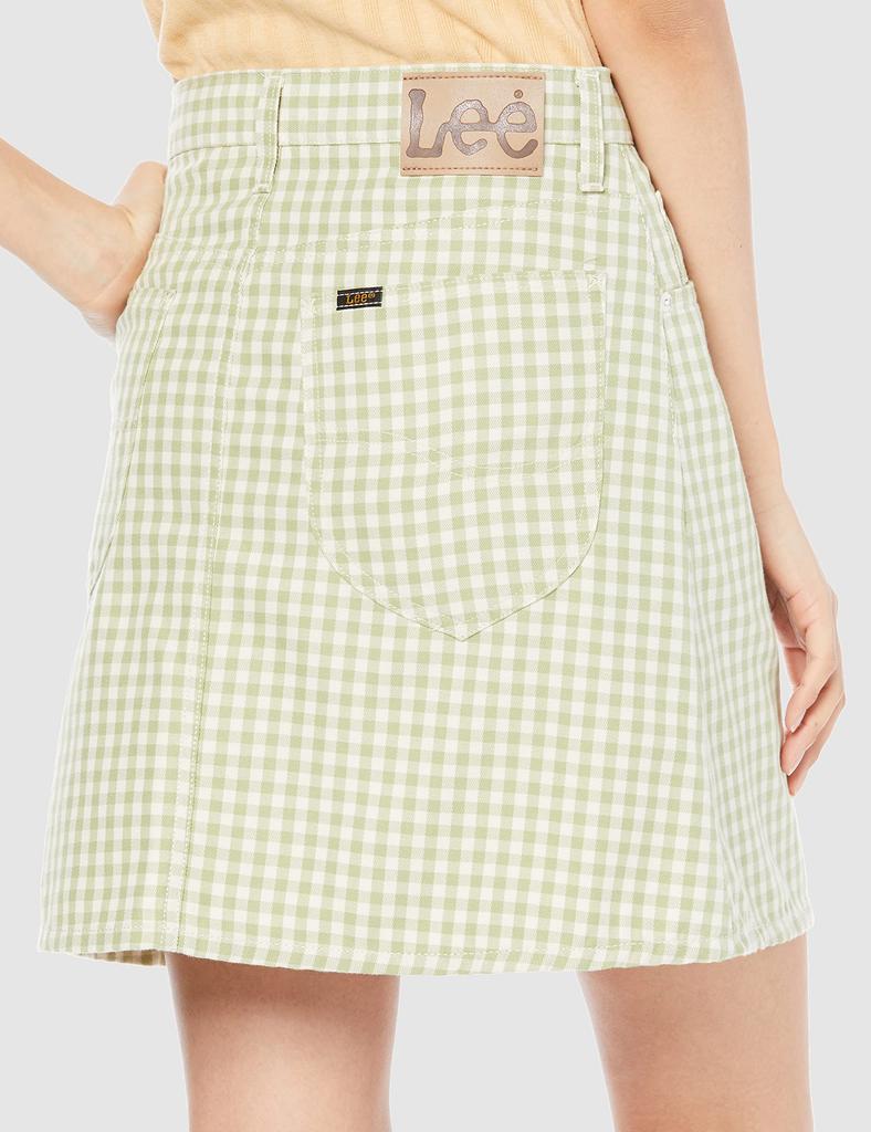 Lee Mini Skirt Denim Skirt GREEN GINGUM S [Official] Women's