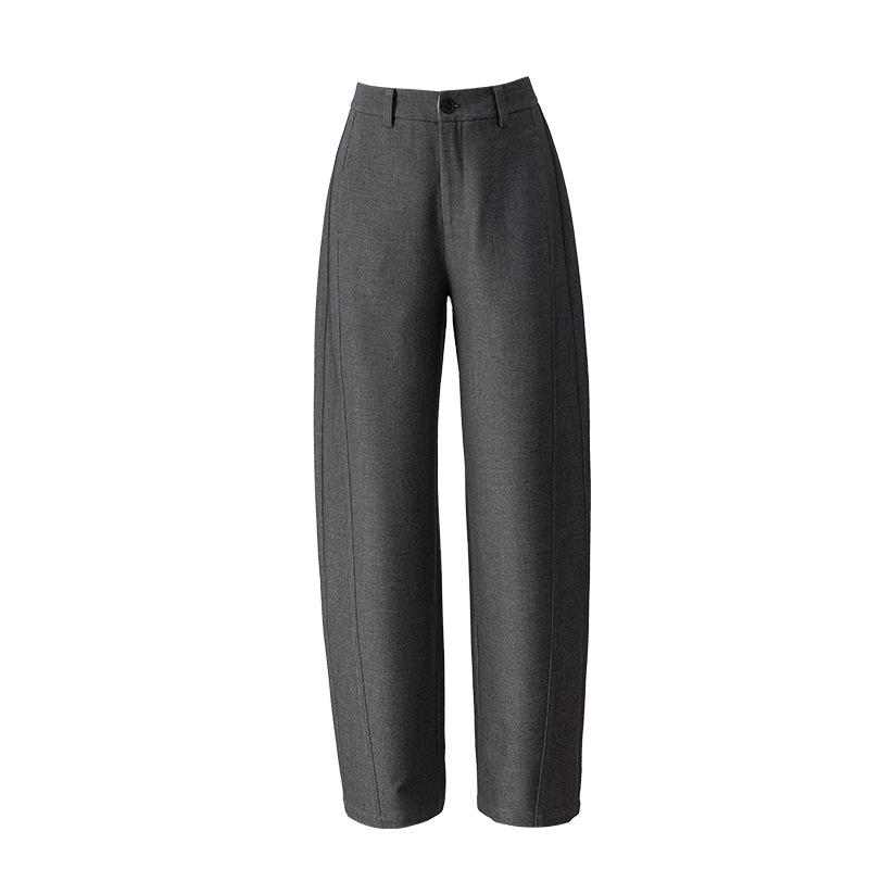 Wool Gray Straight-Leg Suit Pants Women'S New Spring Drape Women'S Pants Casual Pants Scimitar Wide-Leg Pants