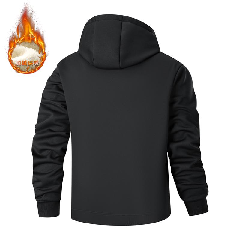 Autumn and winter men's hooded warm short jacket casual sports cardigan multifunctional outdoor jacket imitation wool jacket