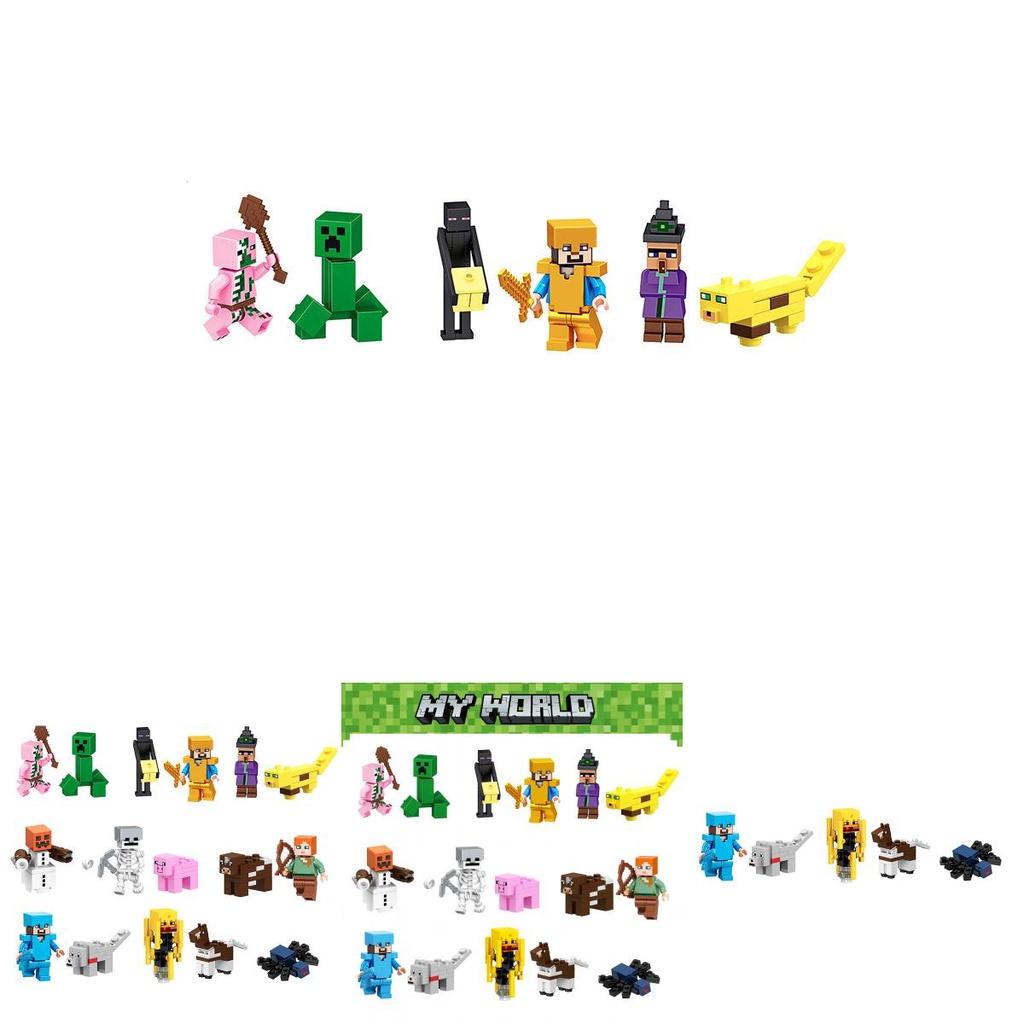 Minecraft Theme 16pcs Building Blocks Set For Cake Decoration And Diy Figures Kit
