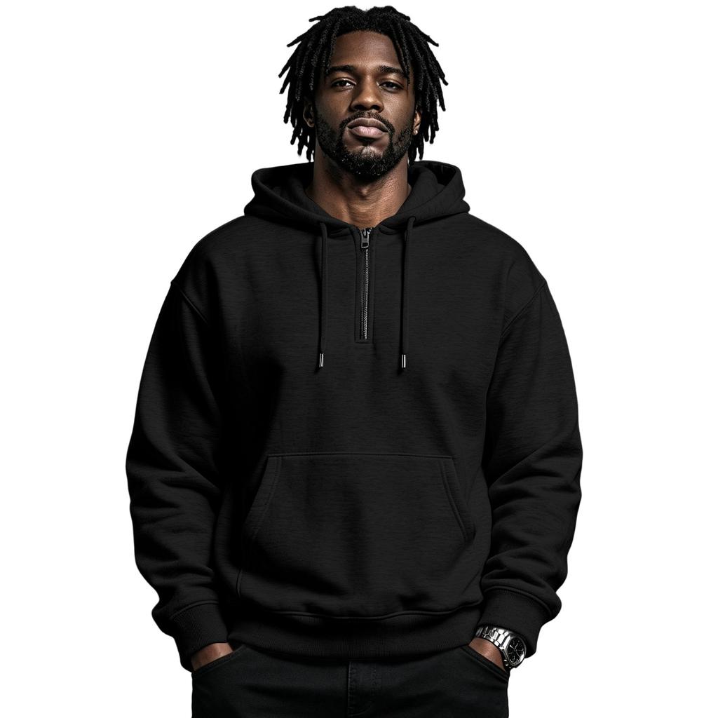 Men S Winter Fleece Hooded Sweatshirt Zipper Casual Loose Fit