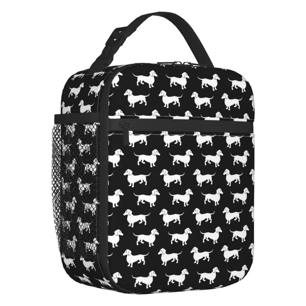 Long Hair Dachshund Sausage Dog Print Thermal Insulated Lunch Bags Pet Wiener Portable Lunch Container School Storage Food Box