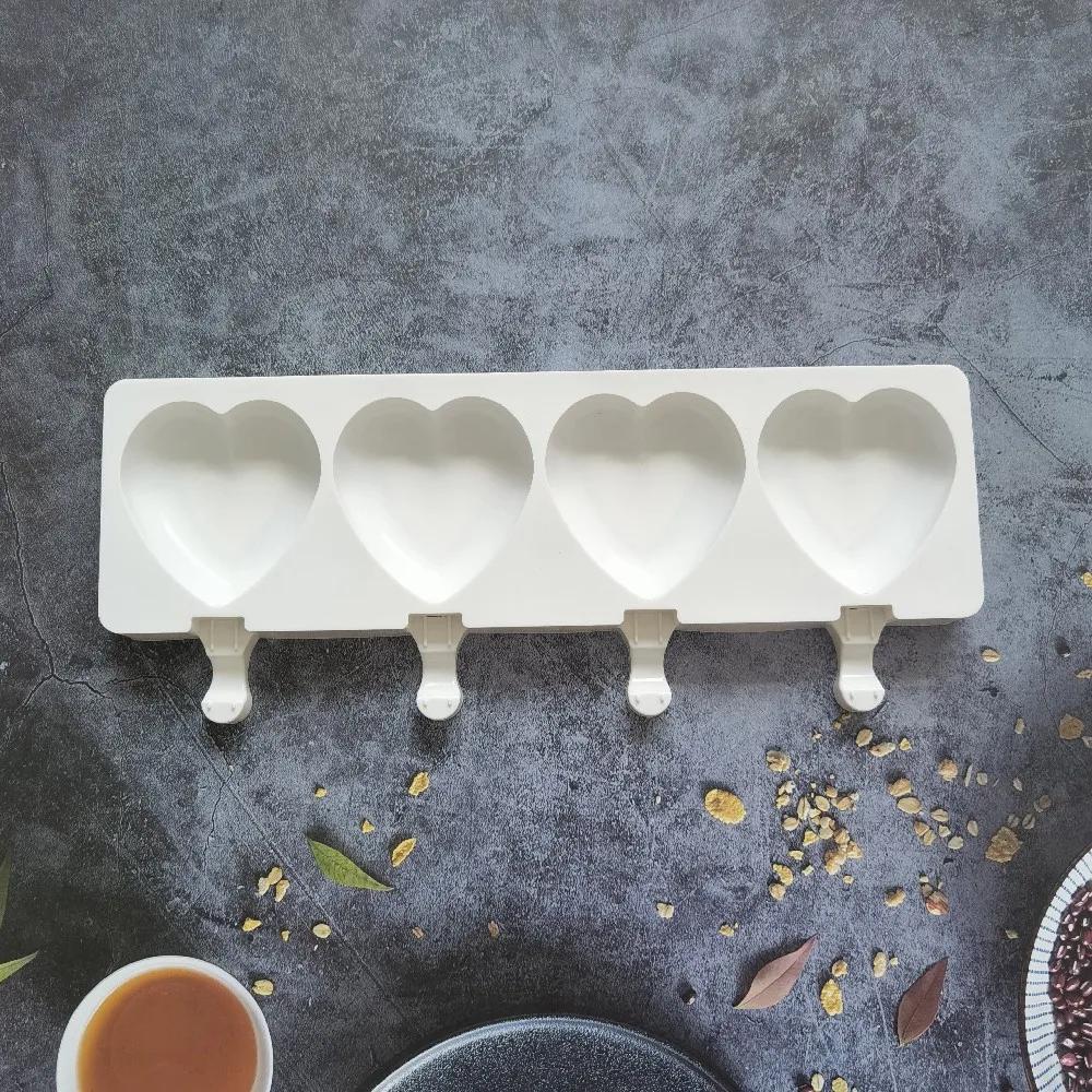 

Ice Cream Mold Heart Shape Silicone Popsicle Form Maker Lolly Moulds Cube Tray for Party Bar Decoration Fondant Molds білий