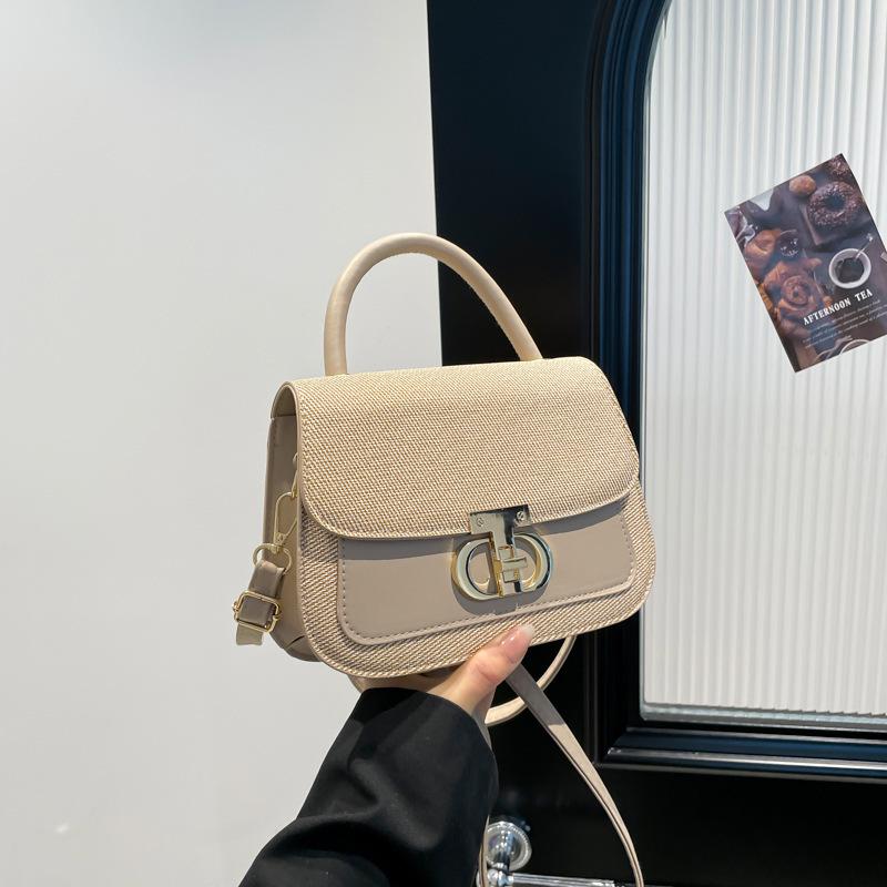 2025 summer new fashion texture small square bag retro trend contrasting color shoulder messenger bag niche design women's bag