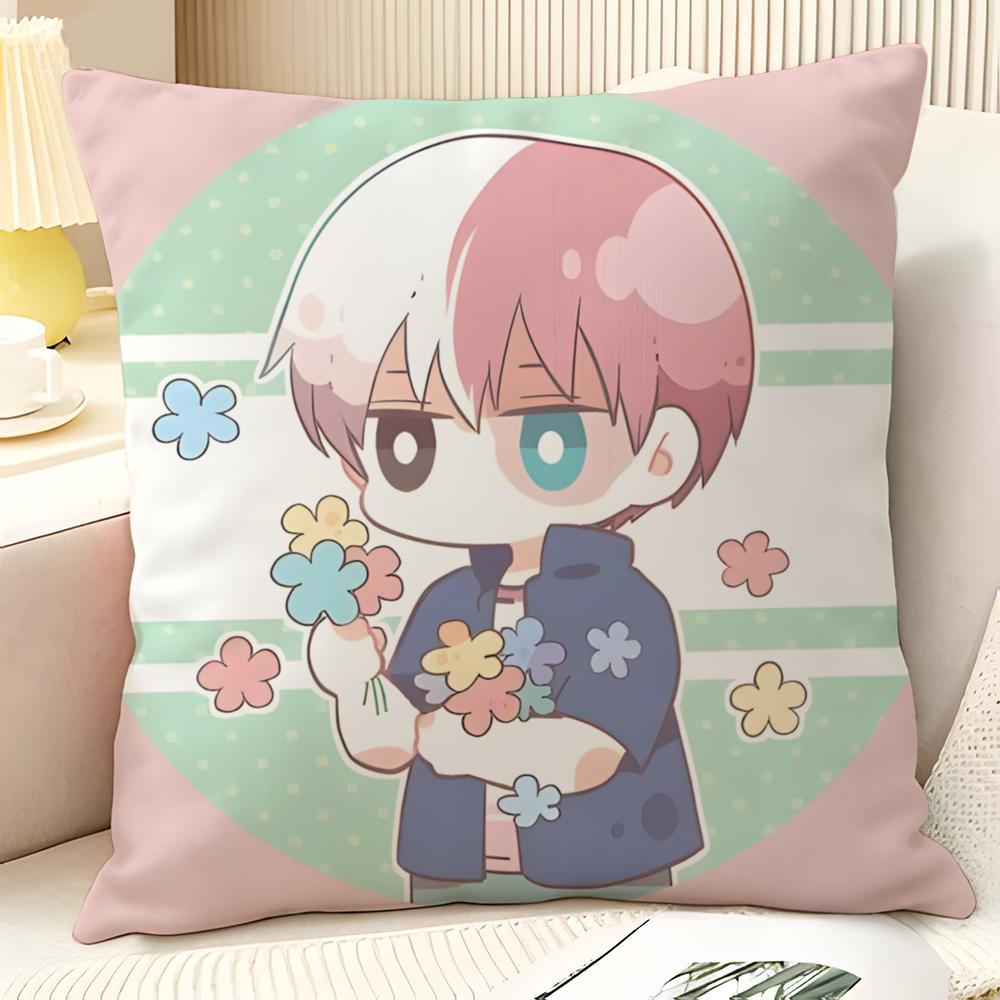 Cartoon C-Chibi Todoroki Kawaii Shoto 1 Natural Linen Organic Fabric Double-Sided Printing Sofa Home Decor Gift Pillow Case