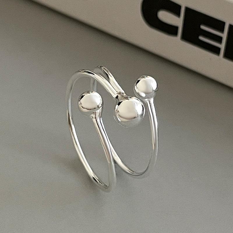 

Кольцо Banyan Tree S925 Silver с тремя шариками, нерегулярной формы, женское модное крестовое кольцо Adjustable opening серебряный