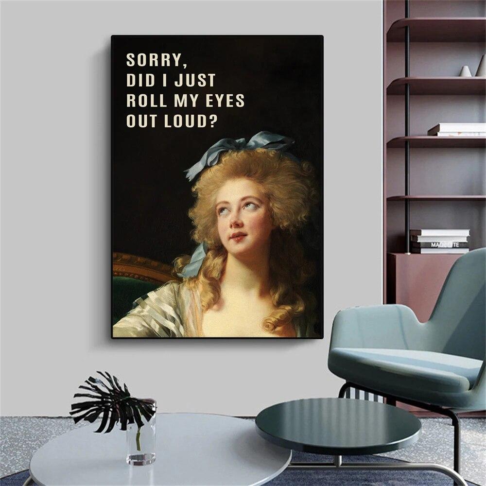 Poster artistico retrò divertente alterato Ritratto vintage Stampa citazione rosa Pittura su tela Rococò Barocco Galleria di poster Decorazione della parete di casa