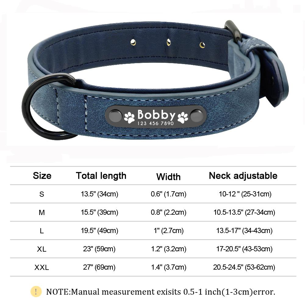 Custom Leather Dog Collar Personalized Collars with Free Engraved Nameplate for Small Medium Large Dogs Pitbull Labrador XS-XXL