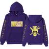 One Piece Sanji Hoodie, Chef Pirate Skull Logo Japanese Letter Sleeve Print Pullover Sweatshirt Unisex Streetwear