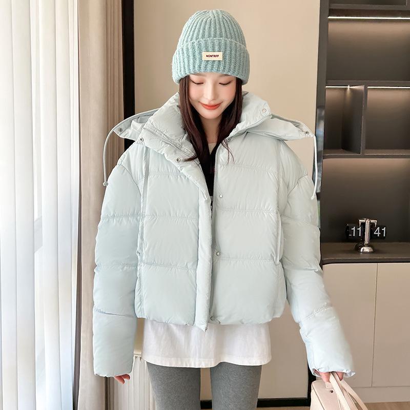 

New hooded thickened short fashion cotton clothes women s winter small warm bread clothes cotton coat XXL светло-синий